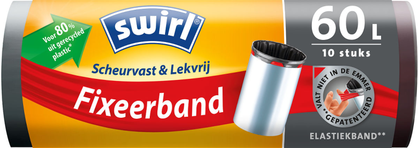 Swirl Pedaalemmerzakken met Fixeerband 60L - 10 stuks