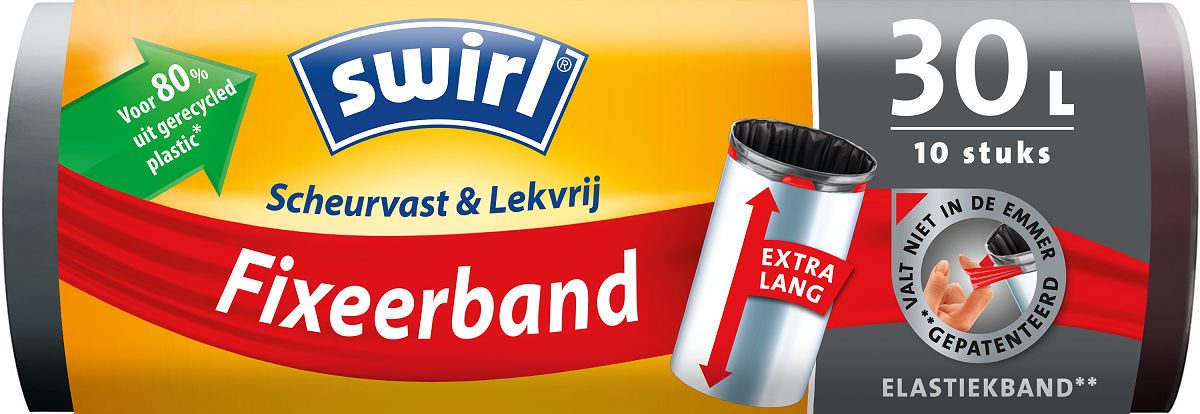 Swirl Pedaalemmerzakken met Fixeerband XL 30L - 10 stuks