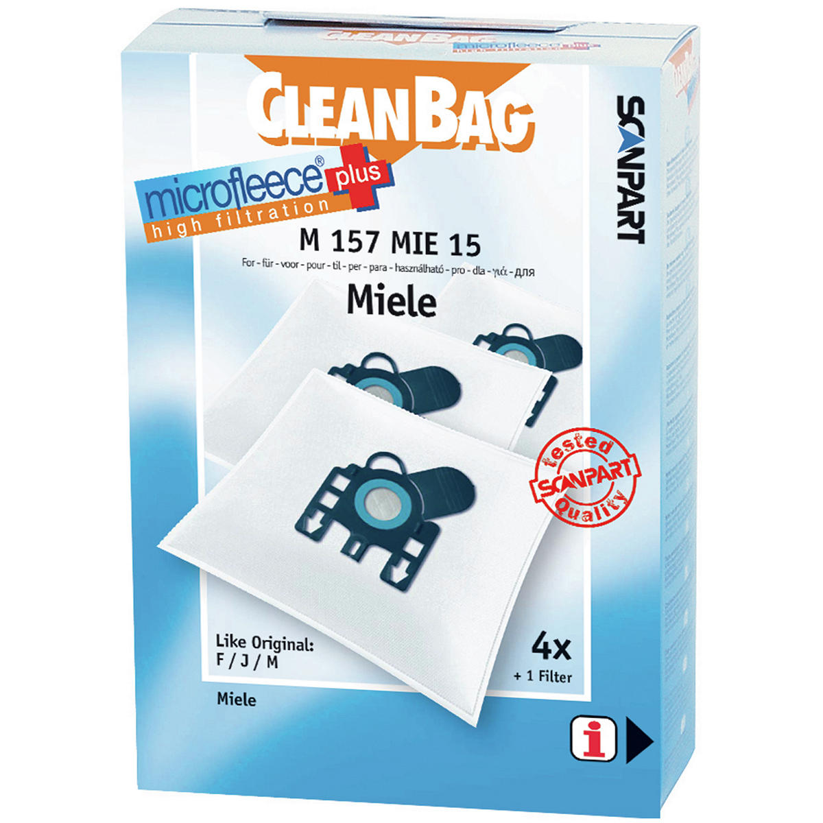 CleanBag M157MIE15 Miele F/J/M Mirco+ 4 stuks