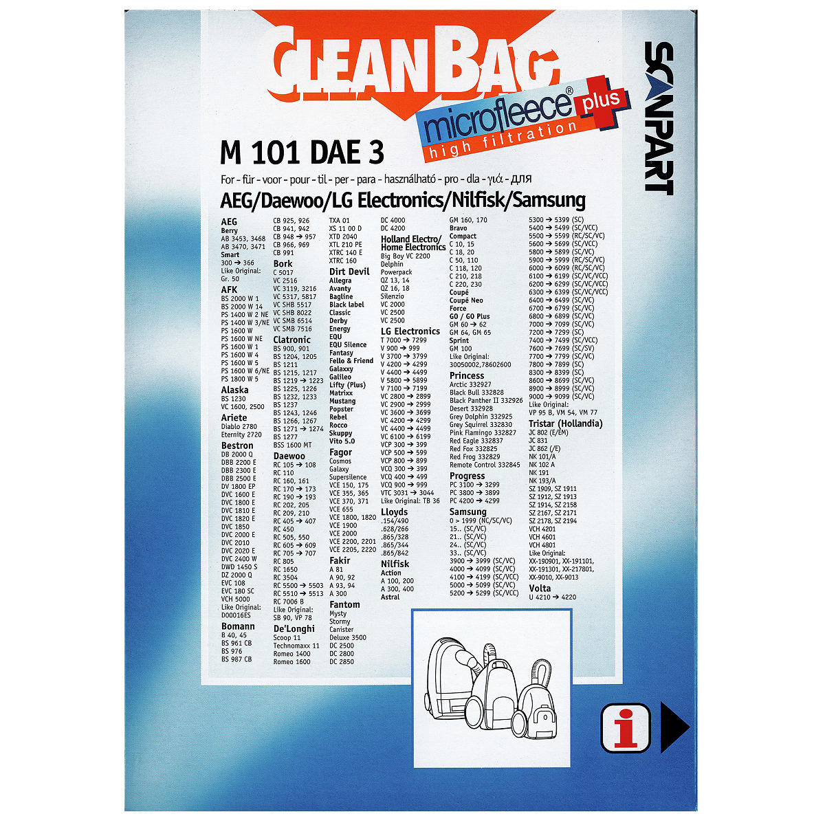 CleanBag M101DAE3 Samsung VP95B Mirco+ 4 stuks