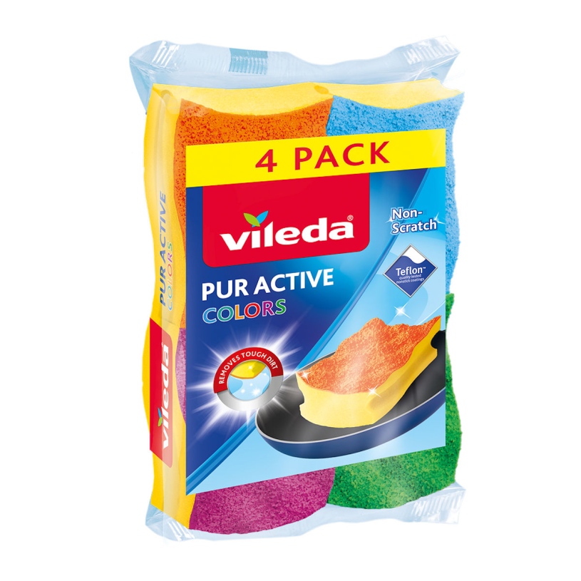 Vileda Pur Active schuurspons non-scratch 4 stuks