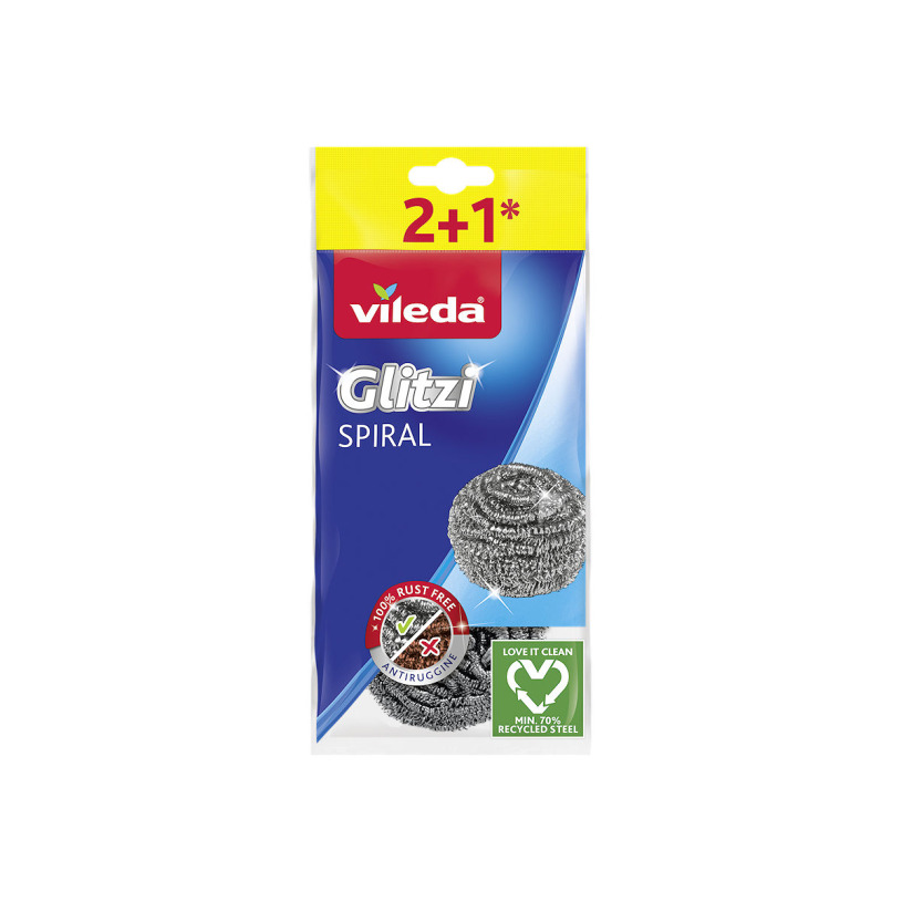 Vileda Glitzi Spiral RVS pannenspons 2+1