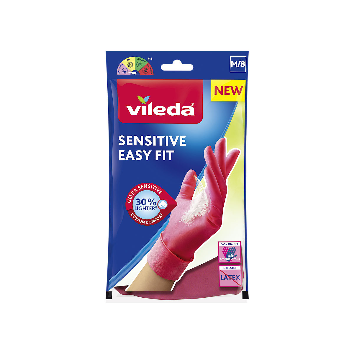 Vileda Huishoudhandschoen Sensitive Easy Fit - M