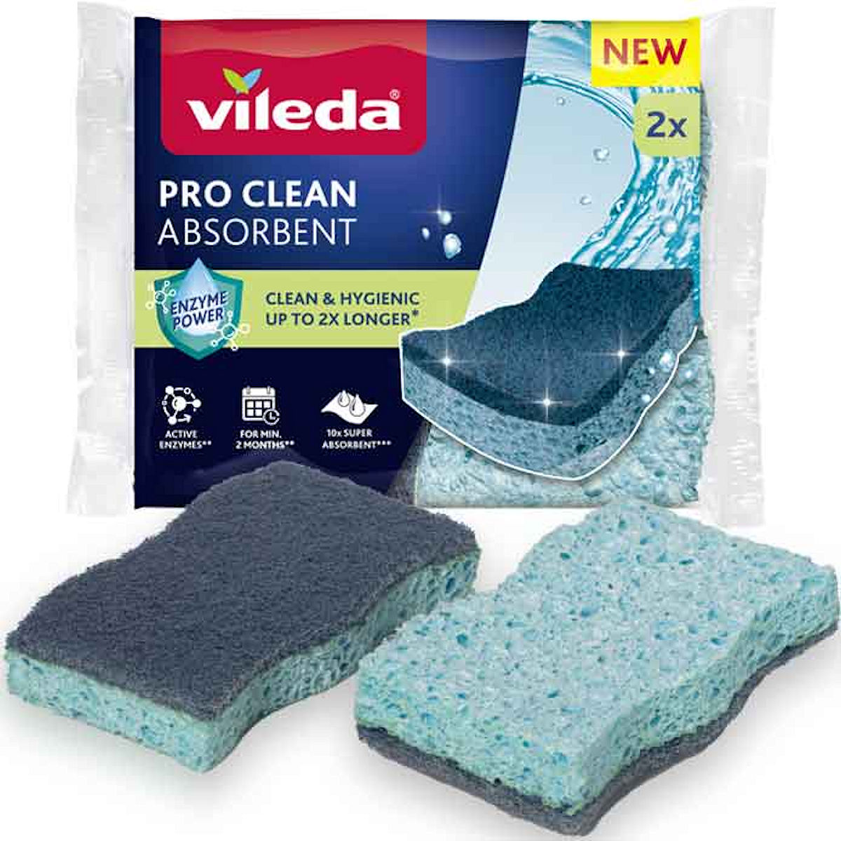 Vileda Pro Clean viscose schuurspons 2 stuks