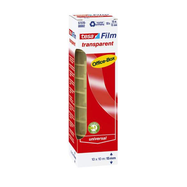 Tesafilm Plakband Transparant 10mx15mm - 10 stuks