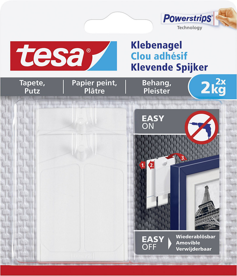 Tesa Klevende Spijker Gevoelige Oppervlakken 2KG - 2 stuks