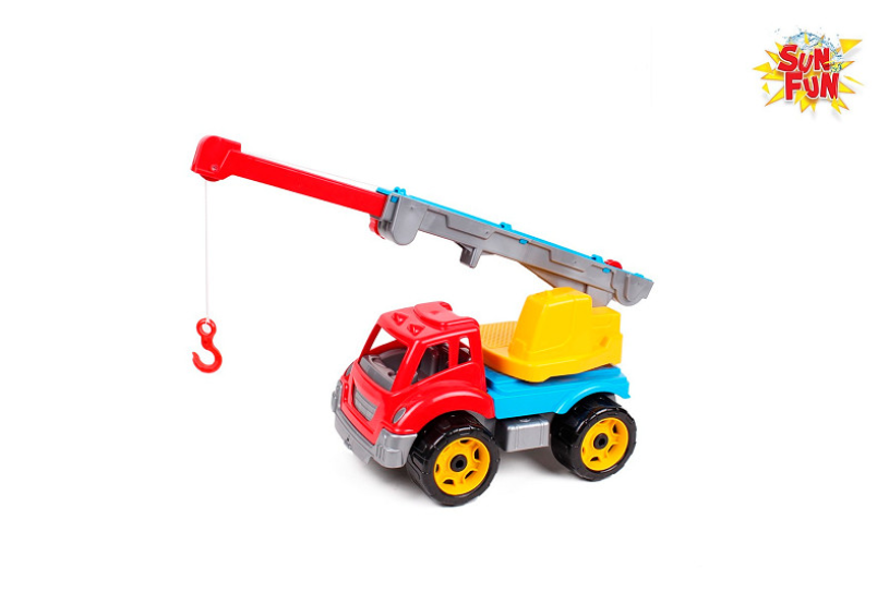 Sun Fun kraanwagen 36x20x21cm rood geel