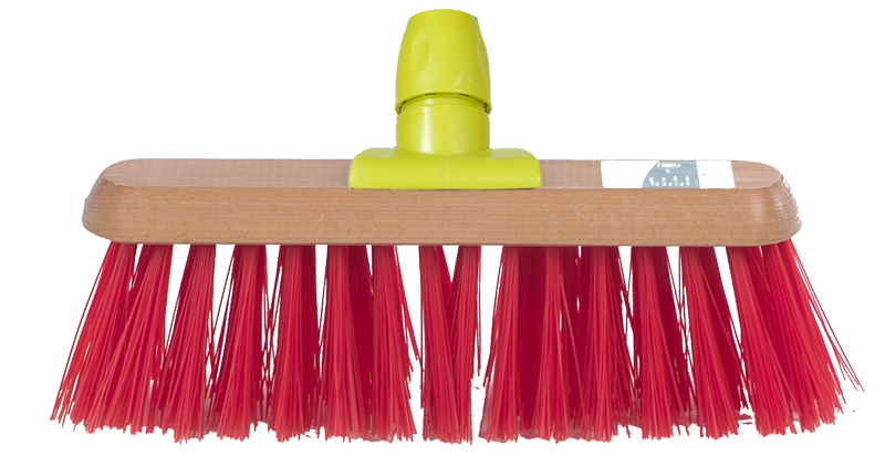 Linea straatbezem gelakt hout pvc rood