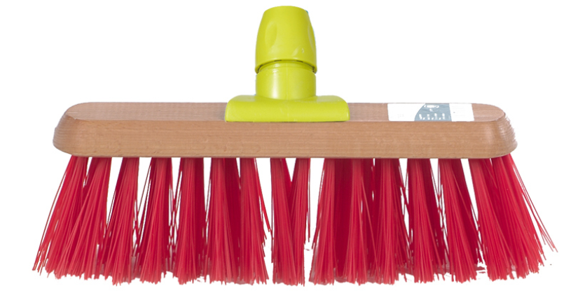 Linea straatbezem gelakt hout pvc rood