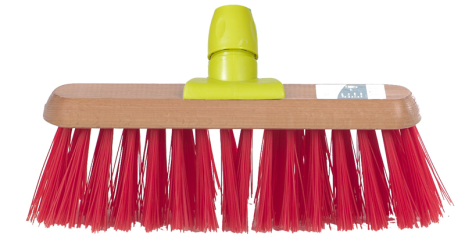 Linea straatbezem gelakt hout pvc rood