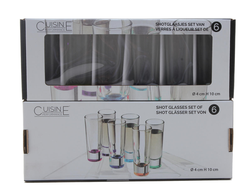 Cuisine Performance Shotglas hoog 4x10cm 70cm 6 stuks