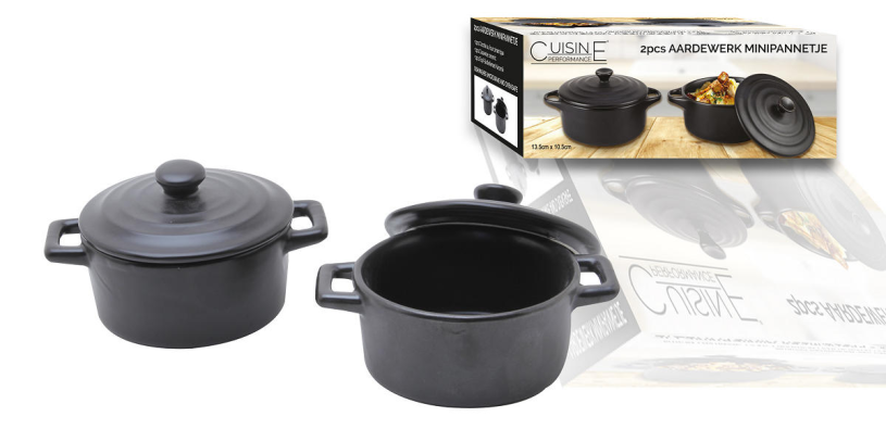 Cuisine Performance Kookpan mini 2 stuks mat zwart