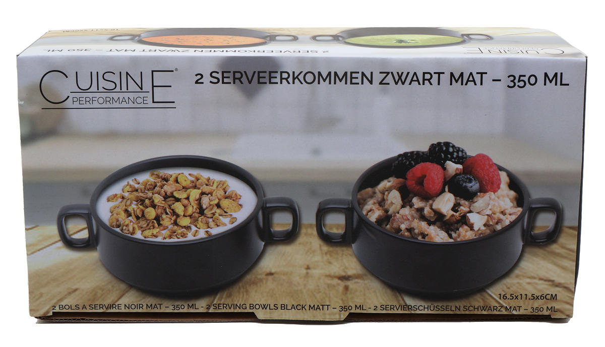 Cuisine Performance Soepkom 350ml 2 stuks mat zwart