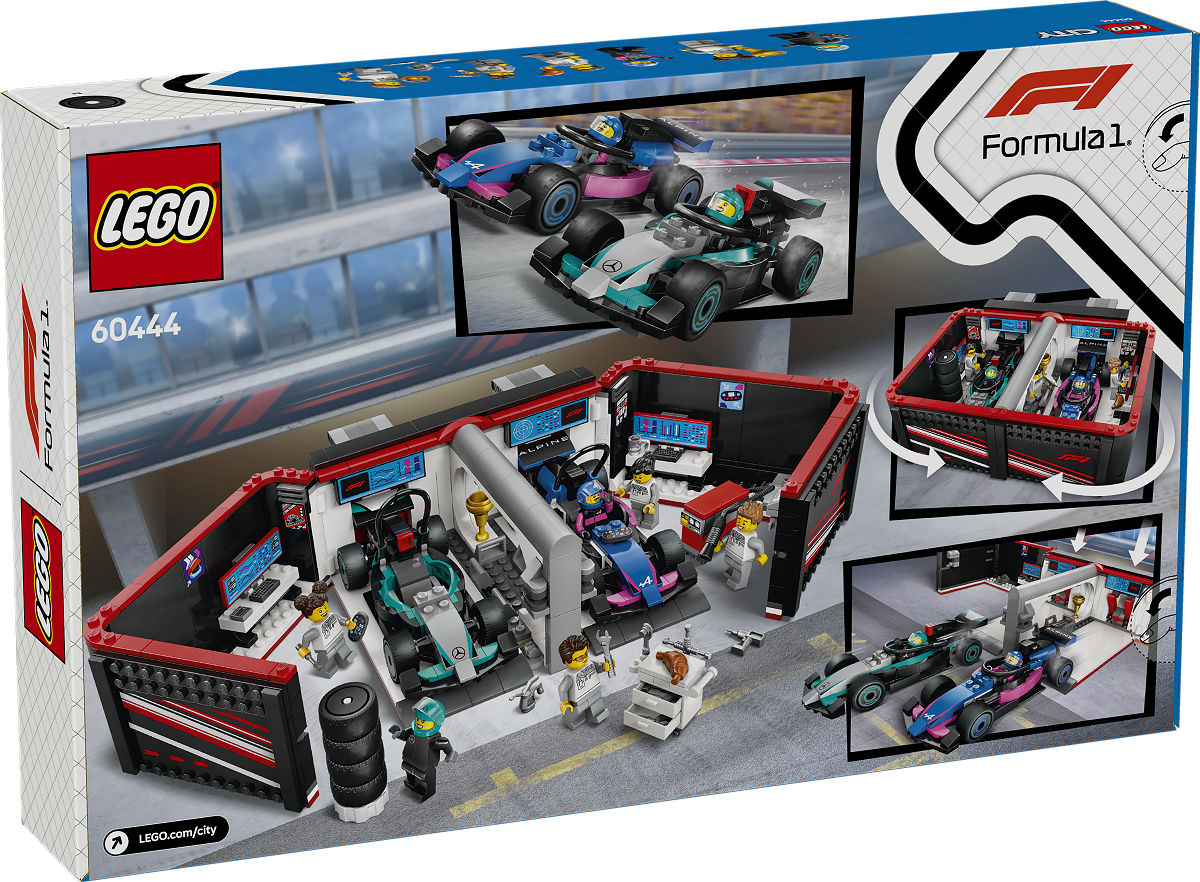 LEGO City F1 garage met Mercedes-AMG en Alpine auto's