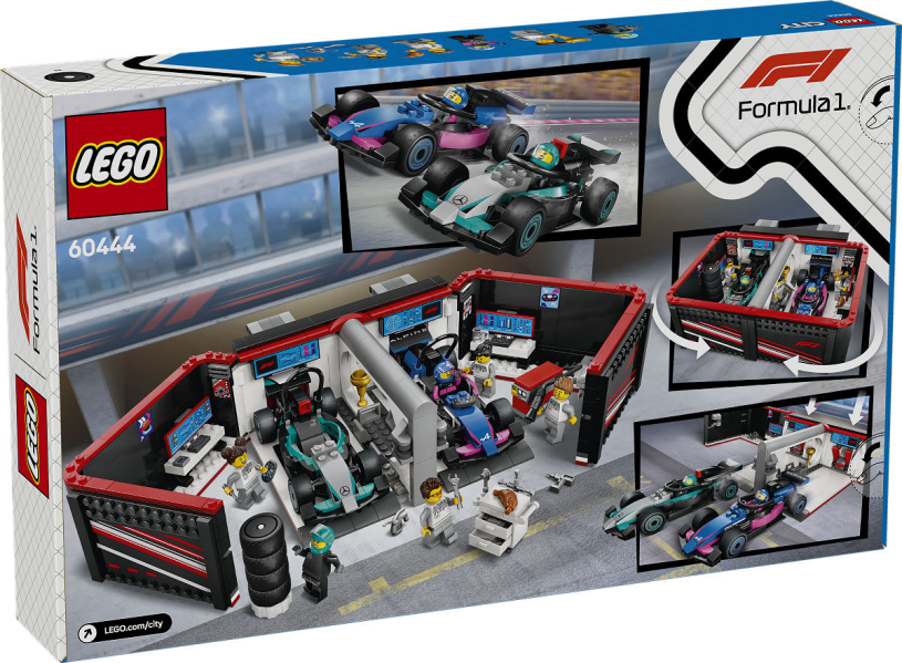 LEGO City F1 garage met Mercedes-AMG en Alpine auto's