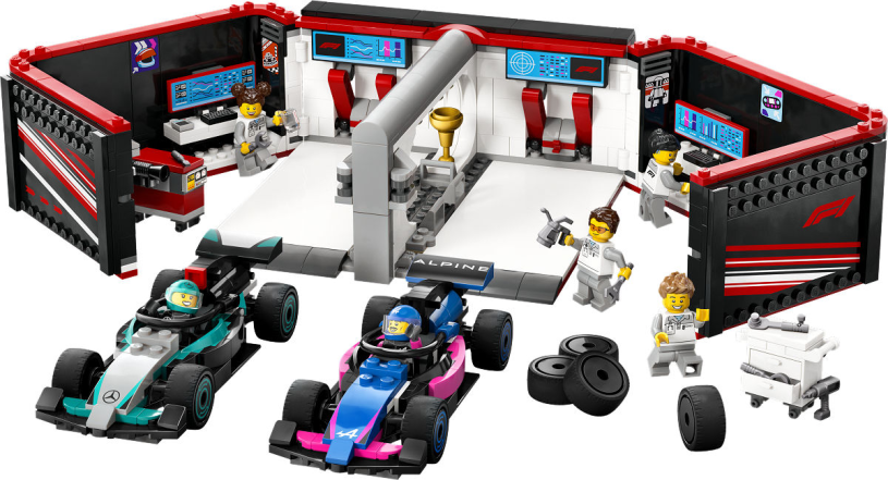 LEGO City F1 garage met Mercedes-AMG en Alpine auto's