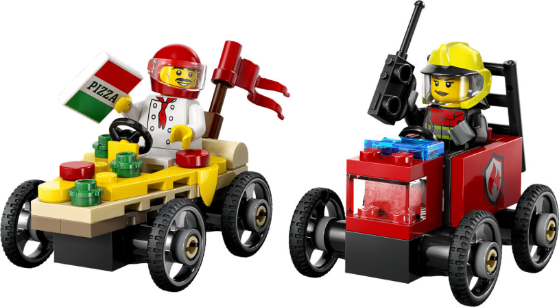 LEGO City Voertuigen Racepakket: Pizzawagen vs. Brandweer