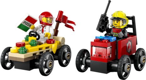 LEGO City Voertuigen Racepakket: Pizzawagen vs. Brandweer