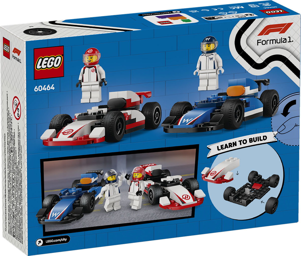 LEGO City F1 Williams Racing en Haas F1 racewagens