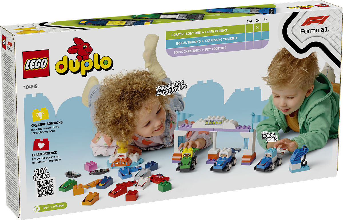 DUPLO Stad F1 team racewagens en coureurs