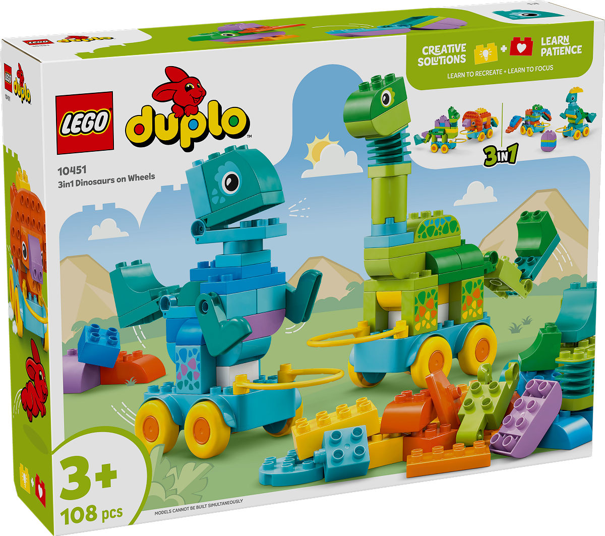 DUPLO Stad 3-in-1 dinosaurussen op wielen