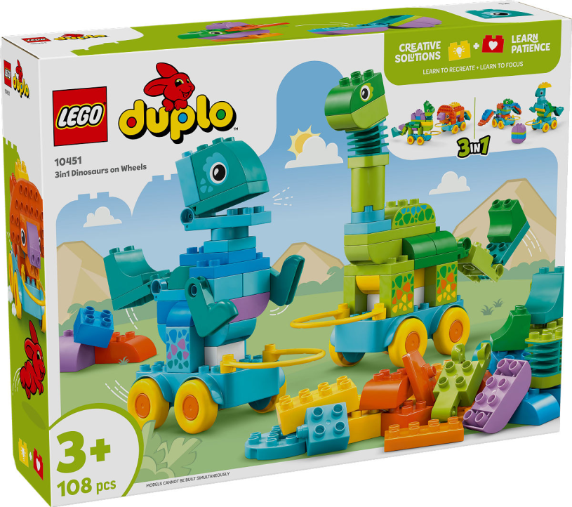 DUPLO Stad 3-in-1 dinosaurussen op wielen