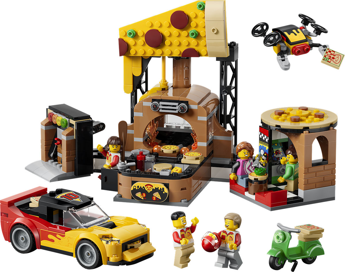 LEGO City Pizzacentrale met voertuigen