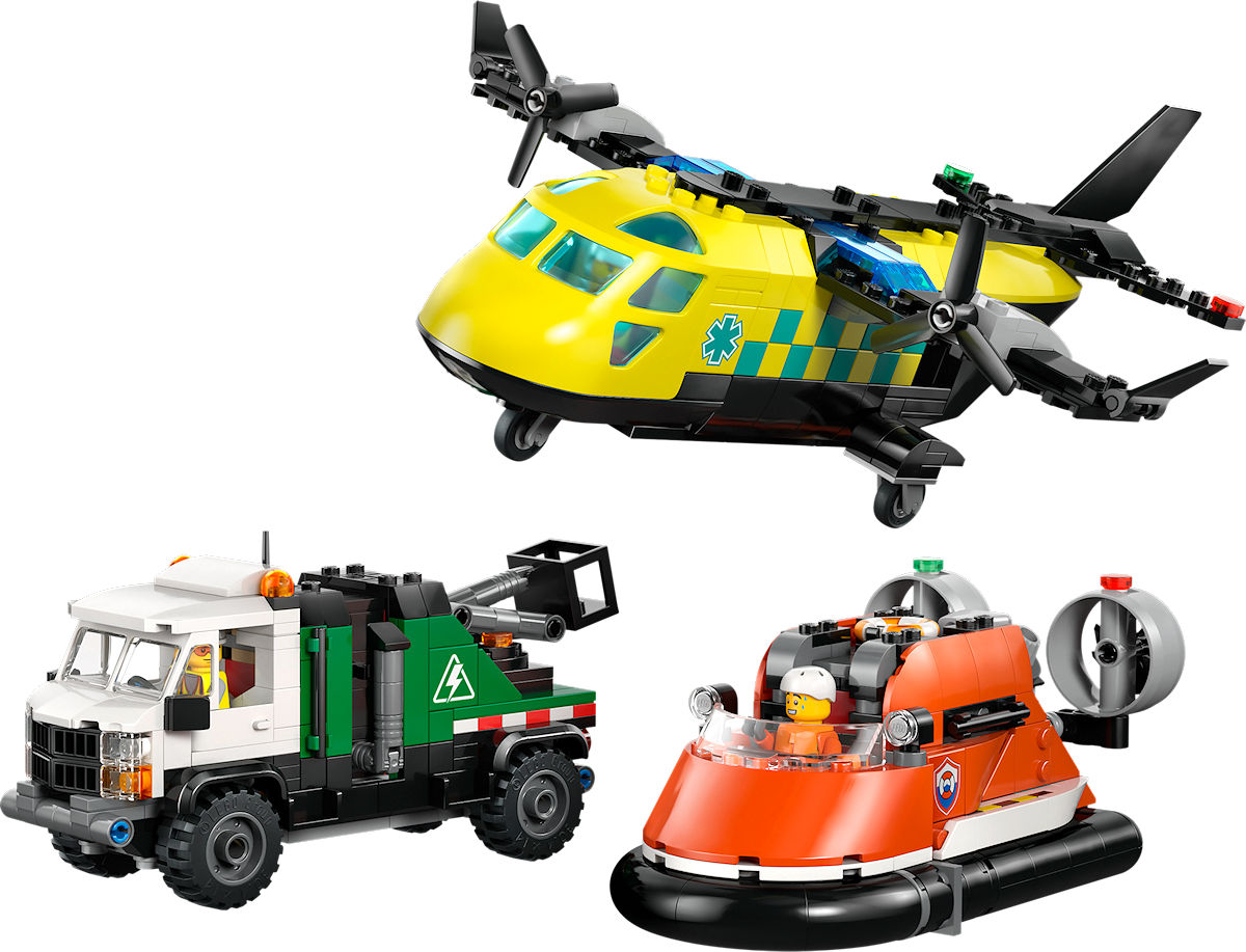 LEGO City Vliegtuig, servicewagen en hovercraft remix