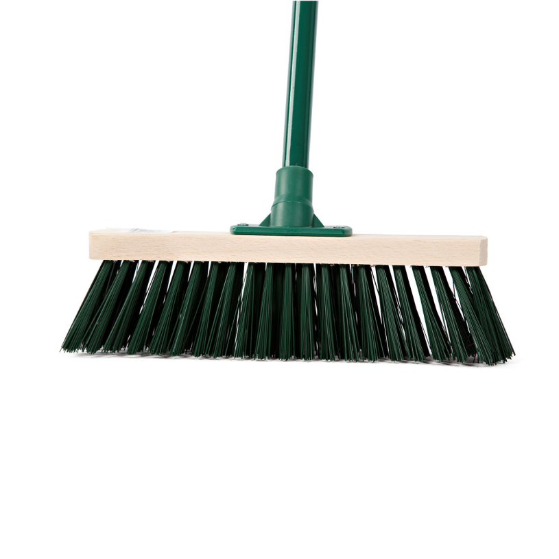 Straatbezem pvc groen inclusief steel 120cm
