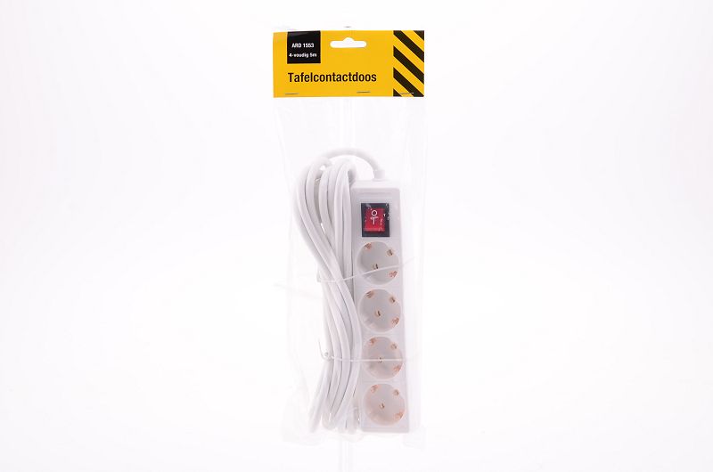 Tafelcontactdoos 4-voud RA+SCH 5m.