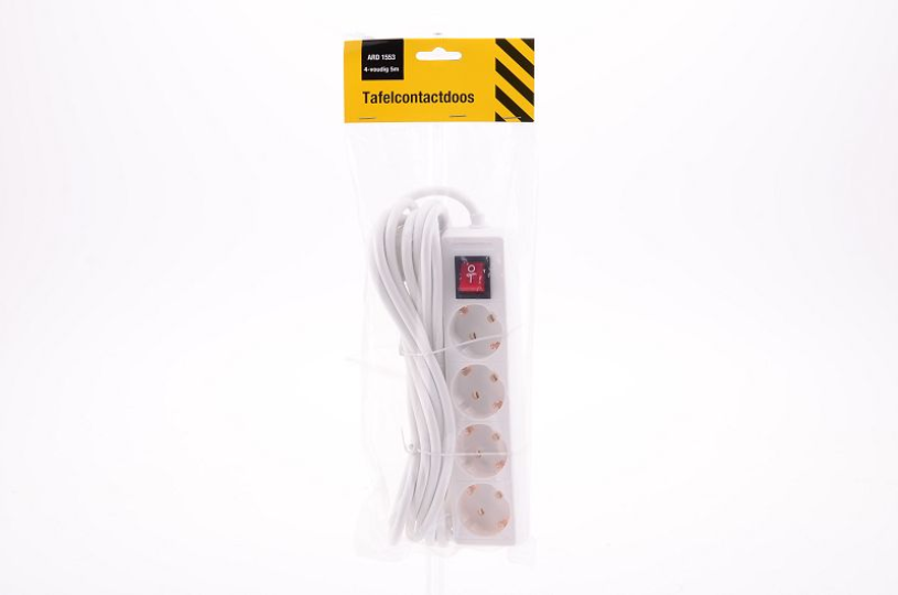 Tafelcontactdoos 4-voud RA+SCH 5m.