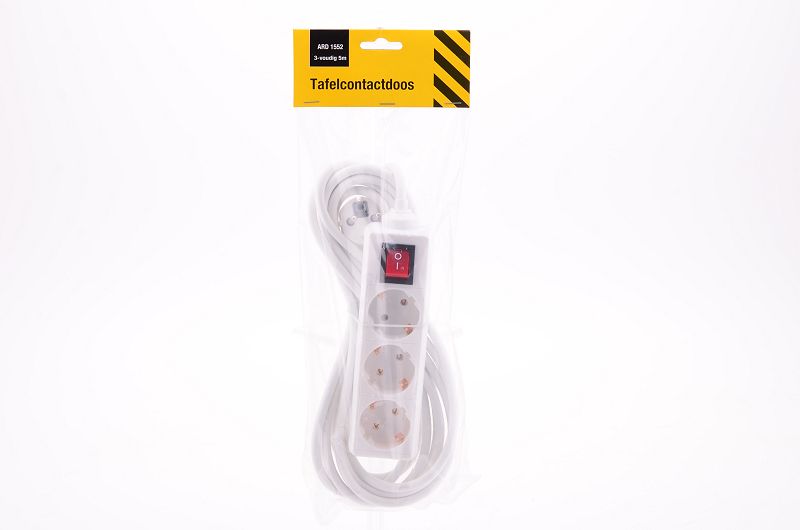 Tafelcontactdoos 3-voud RA+SCH 5m.