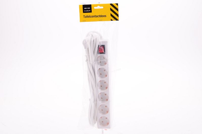 Tafelcontactdoos 6-voud RA+SCH 5m.