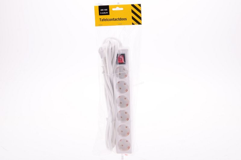 Tafelcontactdoos 6-voud RA+SCH 5m.