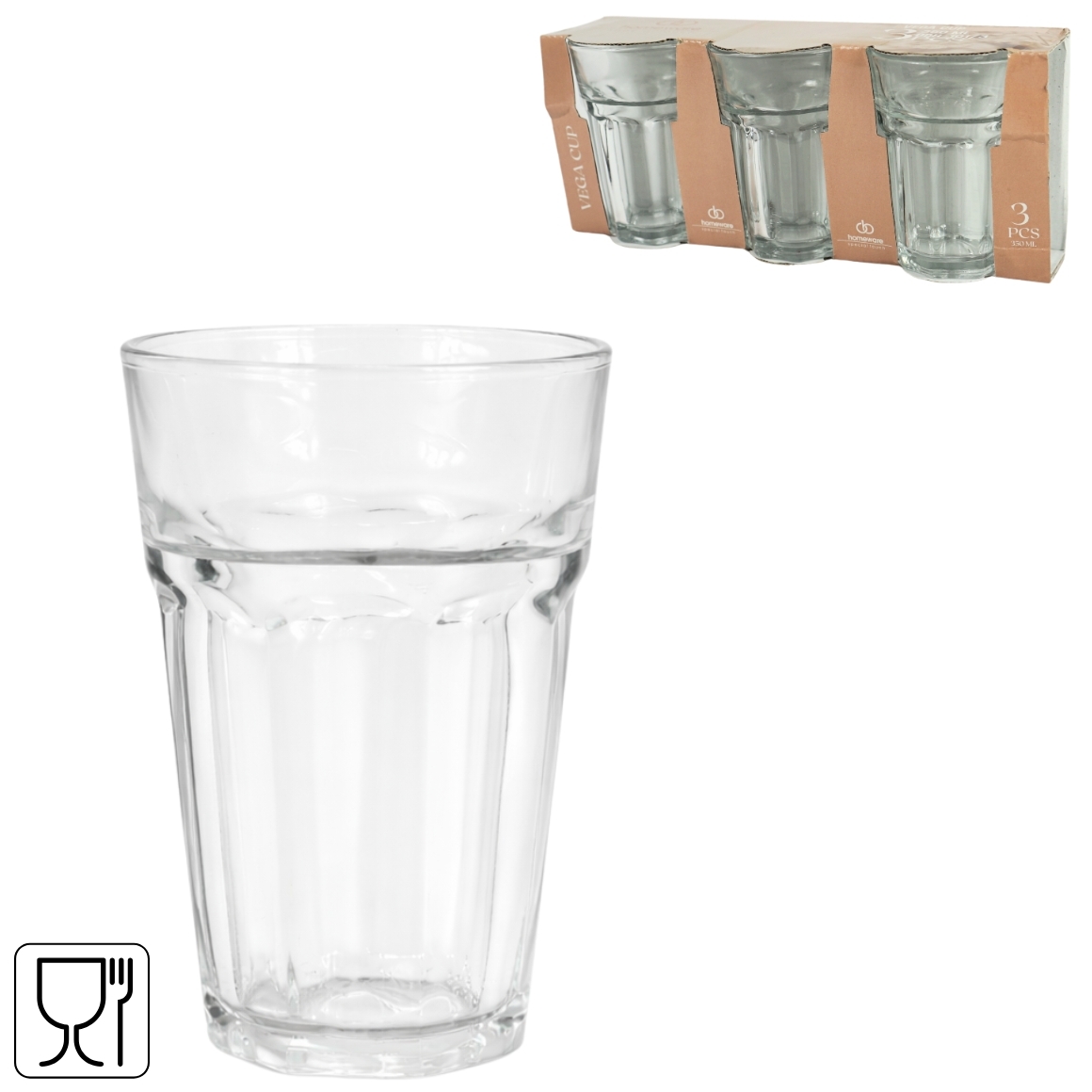 Drinkglas Homeware Vega 350ml set 3 stuks