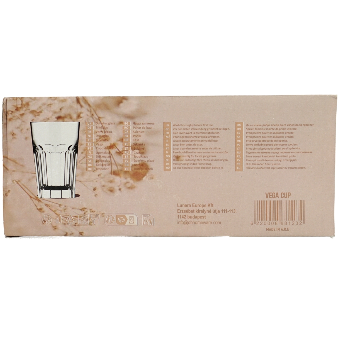 Drinkglas Homeware Vega 350ml set 3 stuks