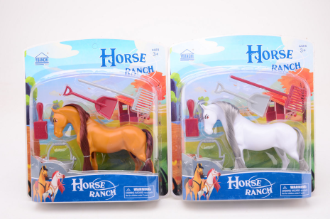 Paard met accessoire op blister assorti 5 delig