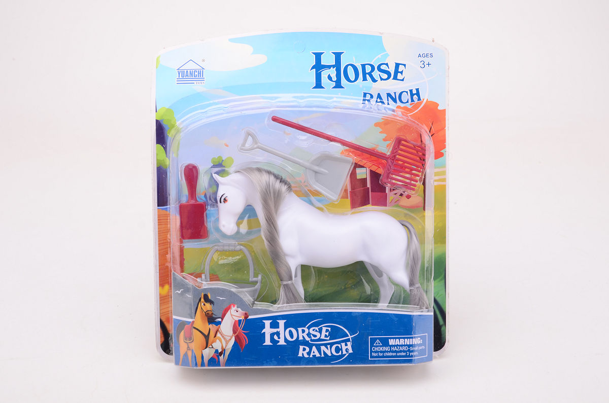 Paard met accessoire op blister assorti 5 delig