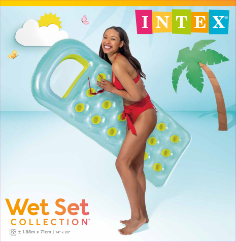 Intex zonneluchtbed 18-pocket 188x71cm 2 kleuren