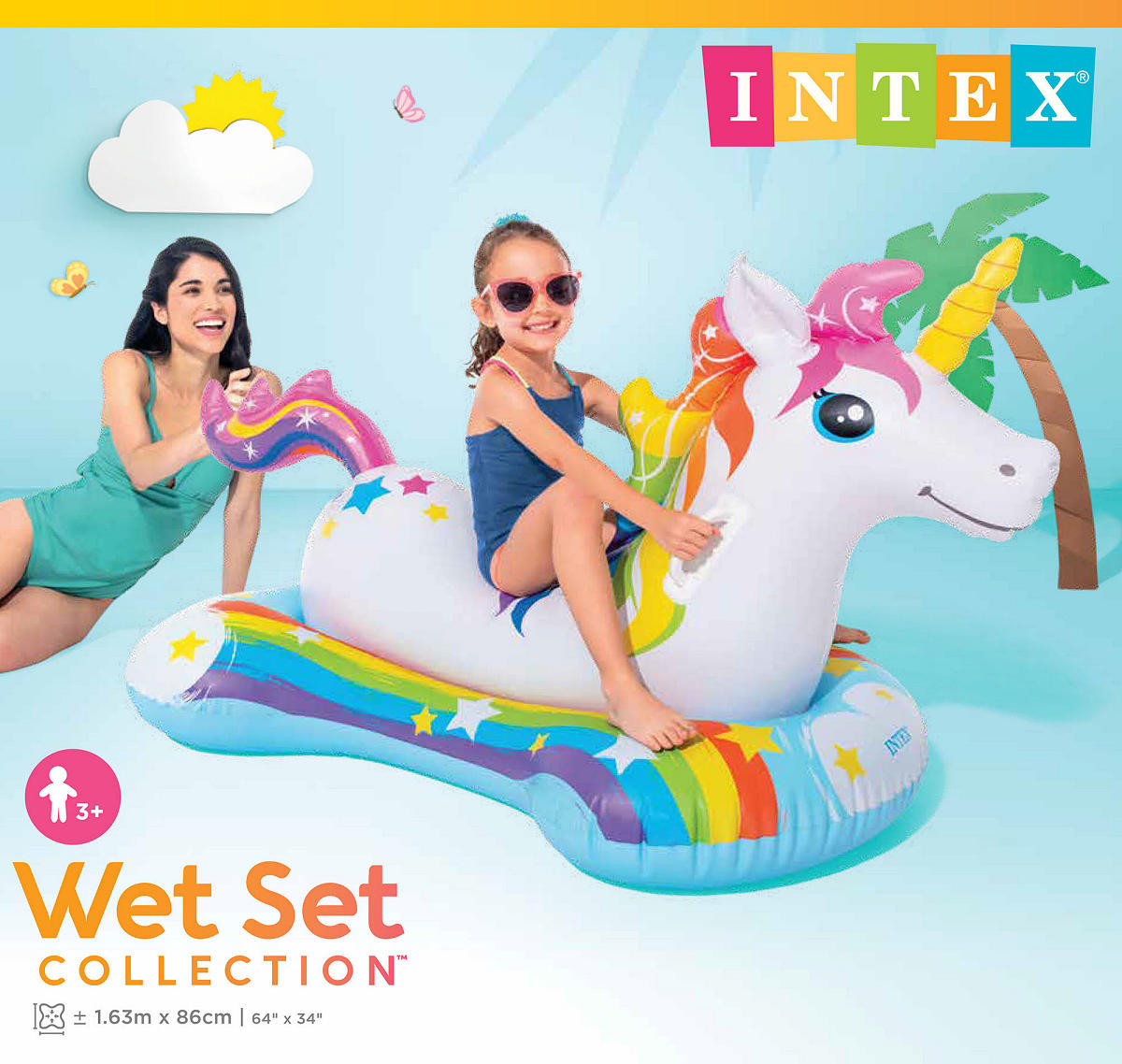 Intex Eenhoorn ride-on 163x86cm