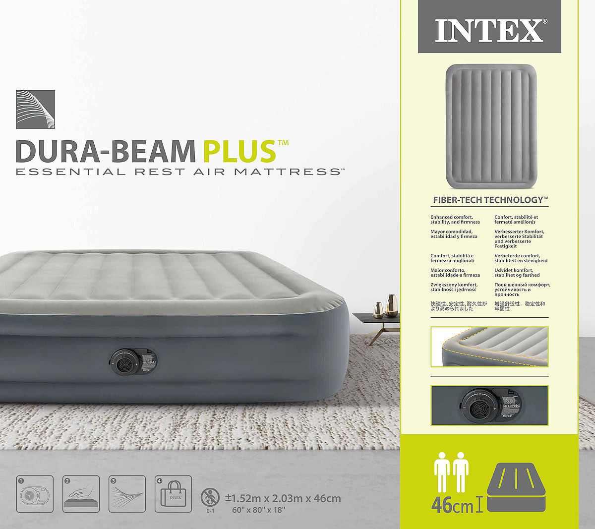 Intex Essential Rest luchtbed 203x152x46cm met pomp