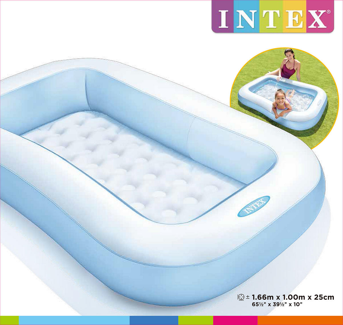 Intex babyzwembad rechthoek 166x100x28cm (opblaasbare bodem)