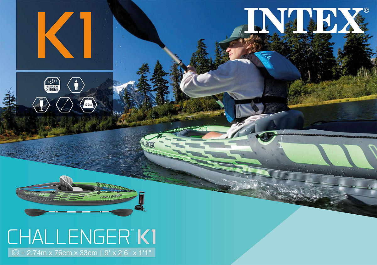 Intex Challenger K1 Kayak 274x76x33cm incl. pomp en peddels