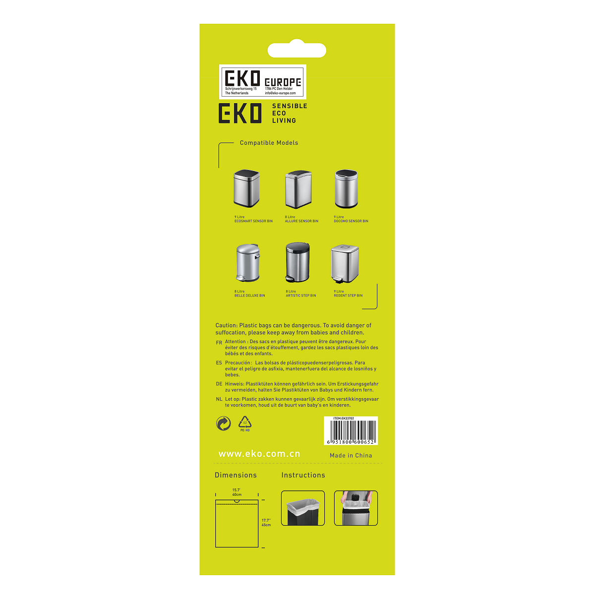 EKO afvalzak type B 7-9L - 25 stuks/rol