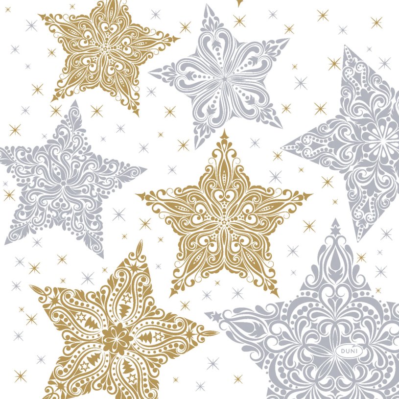 Duni servetten Snowstars White 33x33cm