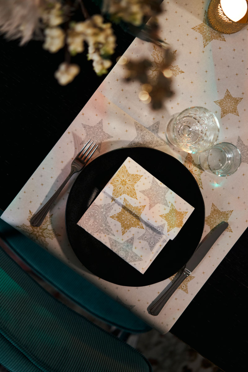 Duni servetten Snowstars White 33x33cm