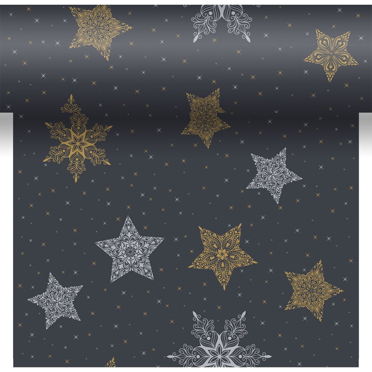 Duni 3-in-1 Snowstars Black 40x480