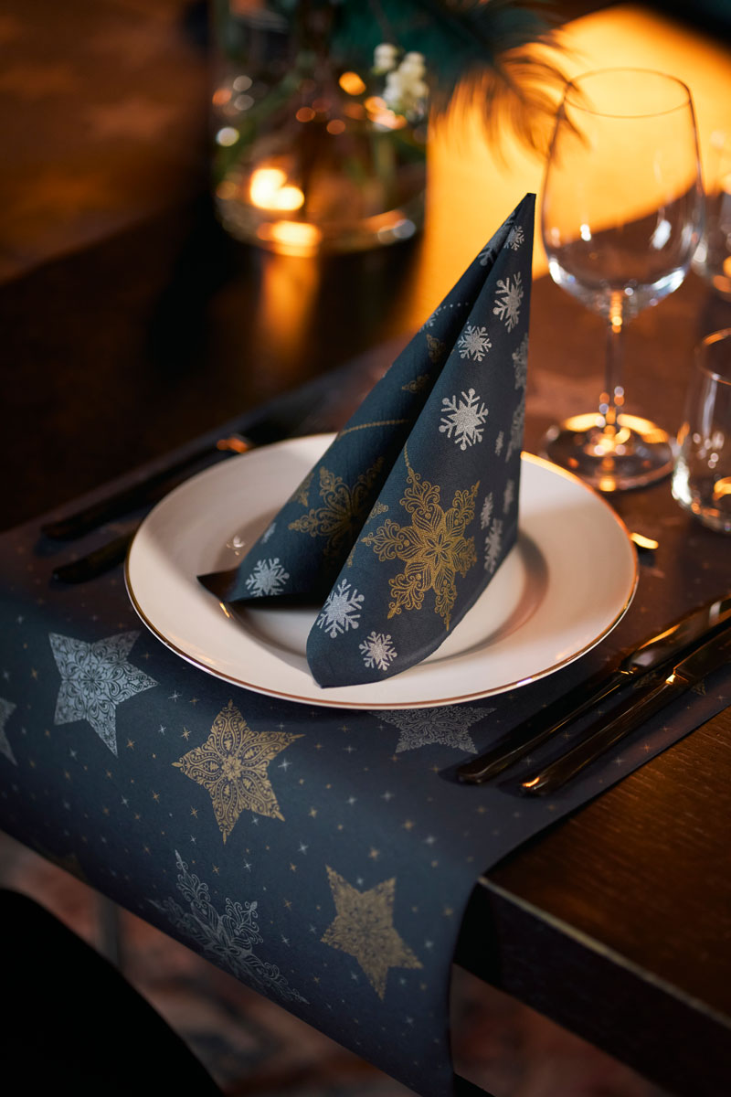 Duni 3-in-1 Snowstars Black 40x480