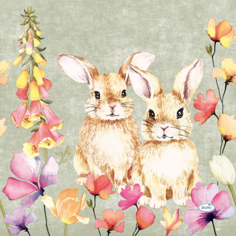 Duni 3-laags tissue Servetten Floral Friends 33x33cm