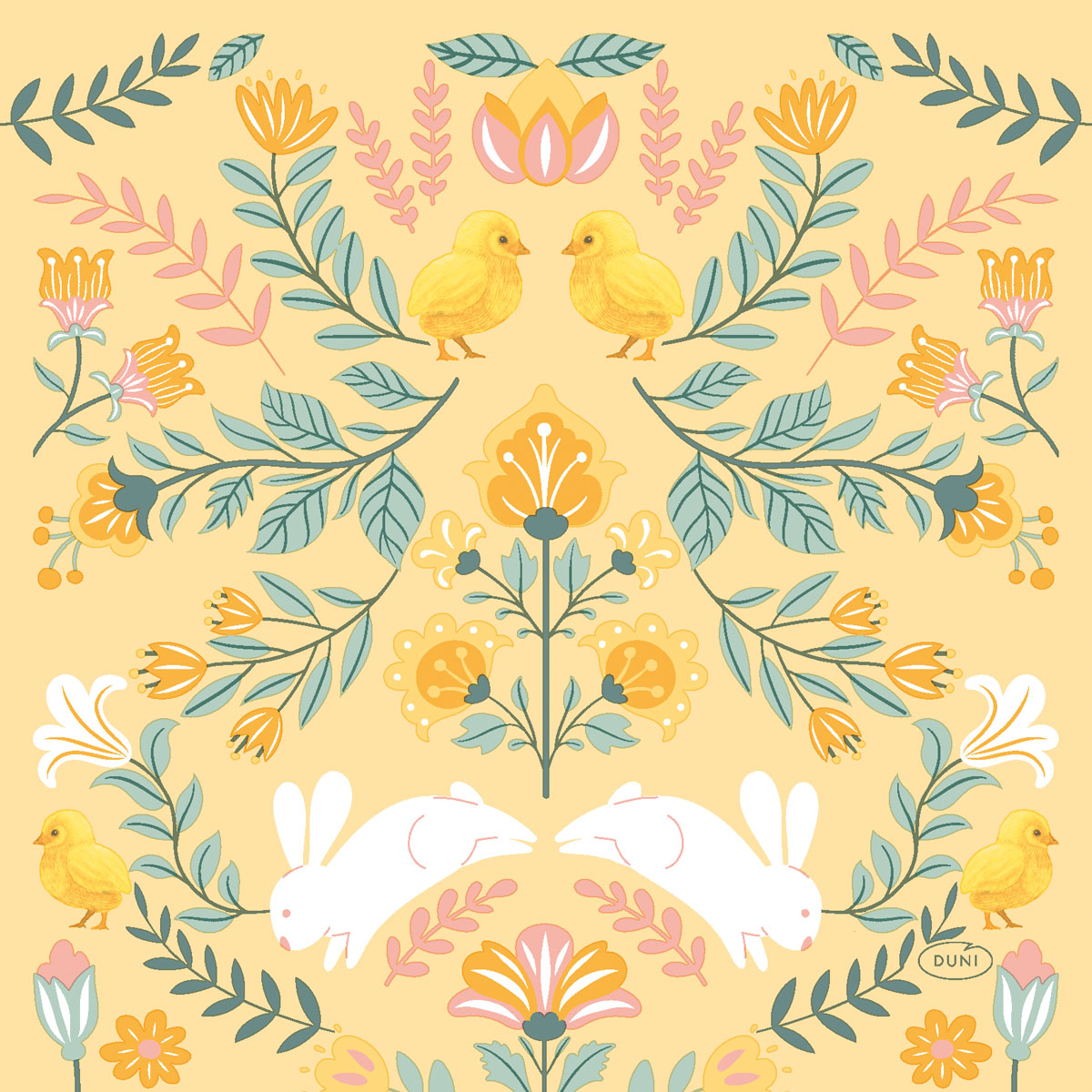 Duni 3-laags tissue Servetten Ornament Easter 33x33cm